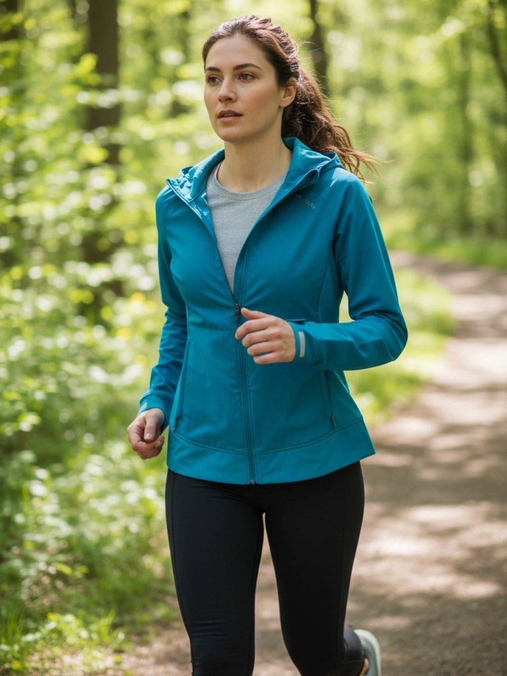 Brooks Teal Hooded Lightweight Womens Jacket Size Small Run Hike Travel